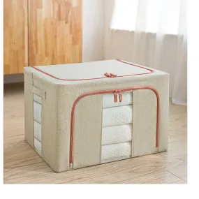 60L Foldable Linen Cloth Storage Box with Steel Frame