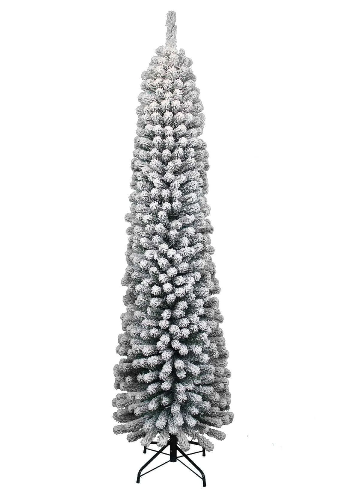 8' Prince Flock® Pencil Artificial Christmas Tree with 500 Warm White LED Lights