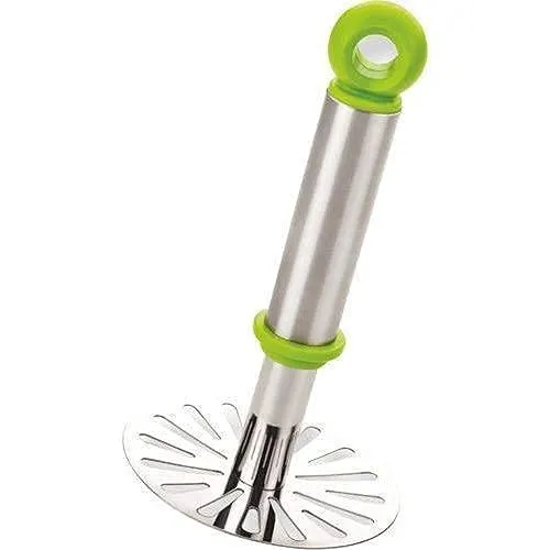 8123 Ganesh Potato / Pav Bhaji Masher with Plastic Handle, Silver & Plastic - Oval Pav Masher, Potato 1-Piece, Smasher Handle, Multicolor