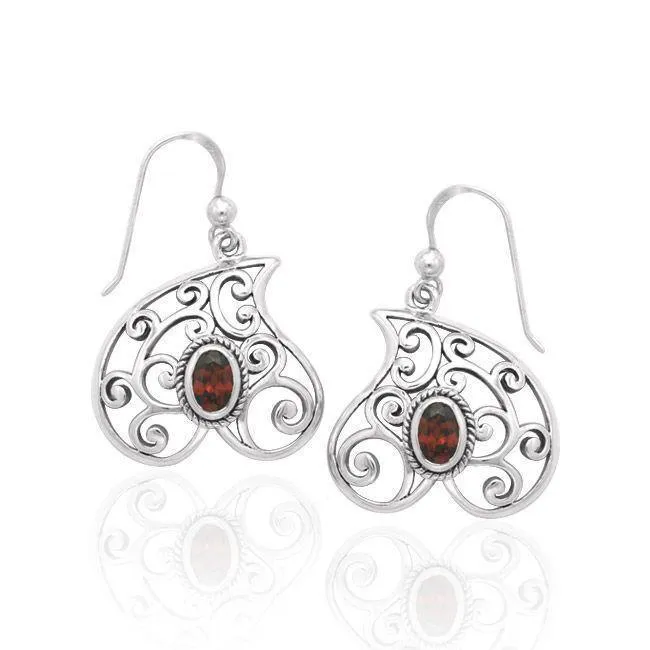 Antique Heart Earrings TER1239 - Natural Garnet