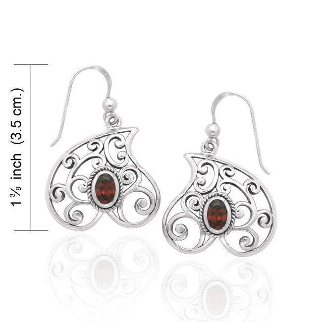 Antique Heart Earrings TER1239 - Natural Garnet