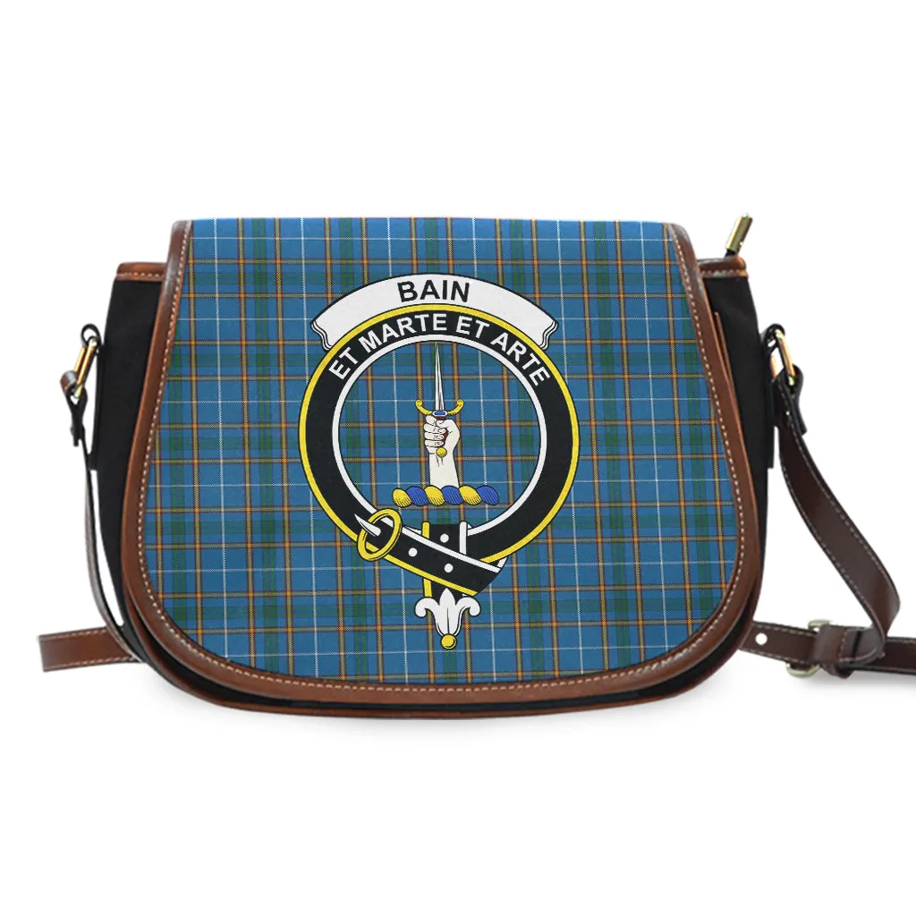 Bain Tartan Saddle Bag with Family Crest