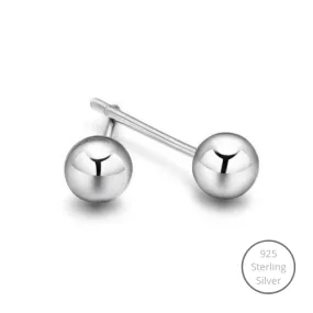 Basic Silver Ball Stud Earrings - 3 sizes