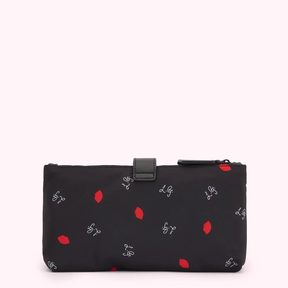 BLACK MULTI LG & LIP PRINT DOUBLE MAKEUP BAG