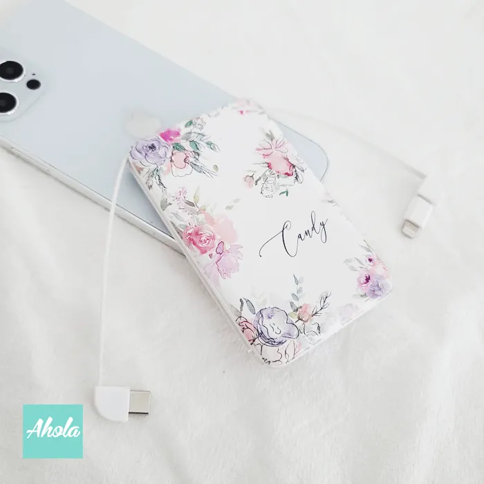 【Blooms】Portable Power Bank with built-in wire 內置線便攜式差電器