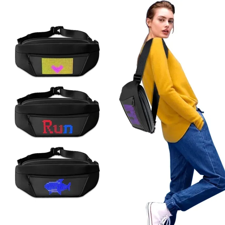 Bluetooth APP Oxford Cloth LED Pocket Outdoor Riding Color LED Waist Bag(Black)