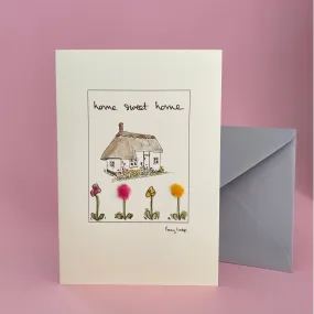 Card with felt detail - home sweet home (c9a)