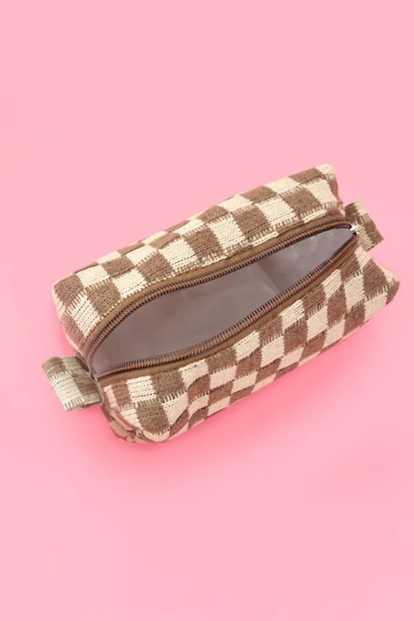 CHECKER MAKEUP COSMETIC POUCH BAG