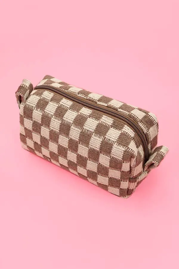 CHECKER MAKEUP COSMETIC POUCH BAG