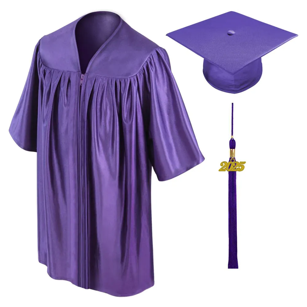 Child Shiny Purple Graduation Cap & Gown - Preschool & Kindergarten