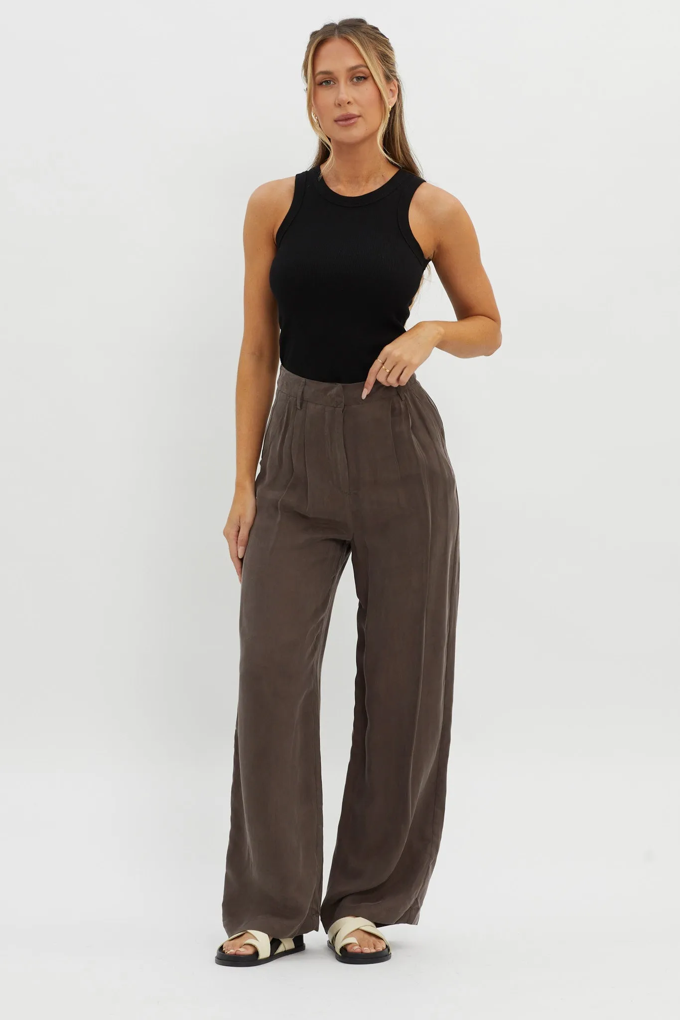 Dodie Straight Leg Trouser Pants Warm Grey