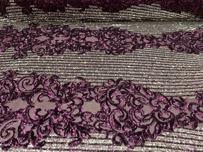 Elegant French Power Spandex Stretch Mesh Lace Sequin Fabric By The Yard