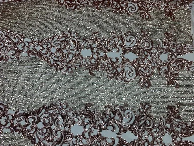 Elegant French Power Spandex Stretch Mesh Lace Sequin Fabric By The Yard