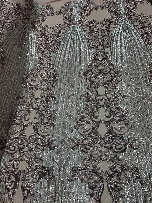 Elegant French Power Spandex Stretch Mesh Lace Sequin Fabric By The Yard