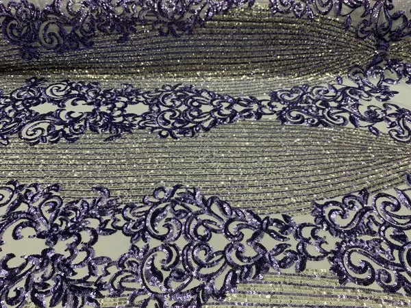 Elegant French Power Spandex Stretch Mesh Lace Sequin Fabric By The Yard