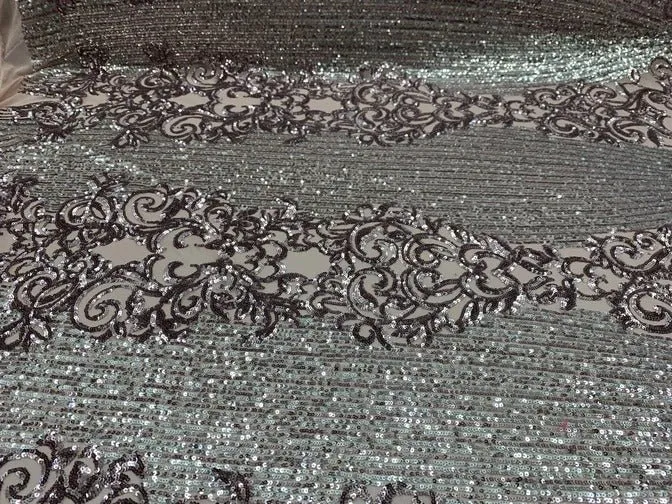 Elegant French Power Spandex Stretch Mesh Lace Sequin Fabric By The Yard