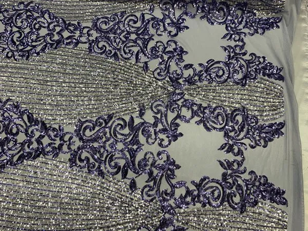 Elegant French Power Spandex Stretch Mesh Lace Sequin Fabric By The Yard