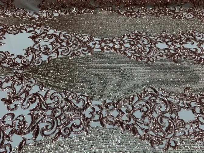 Elegant French Power Spandex Stretch Mesh Lace Sequin Fabric By The Yard