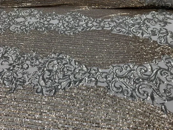 Elegant French Power Spandex Stretch Mesh Lace Sequin Fabric By The Yard