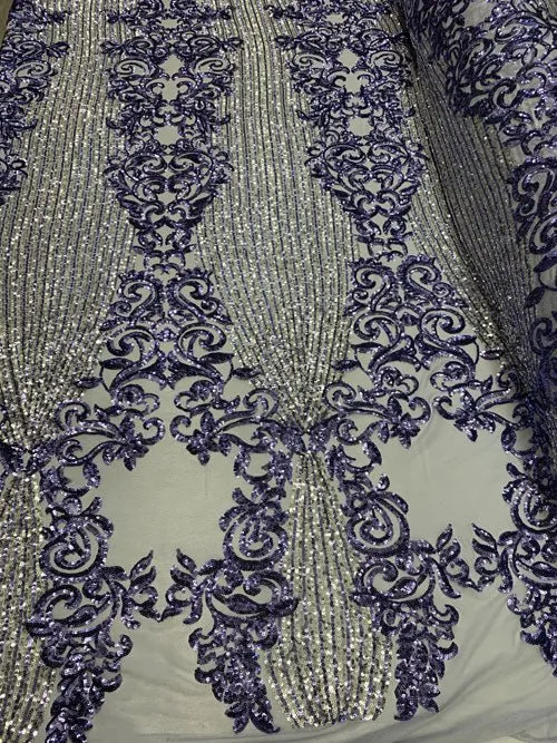 Elegant French Power Spandex Stretch Mesh Lace Sequin Fabric By The Yard