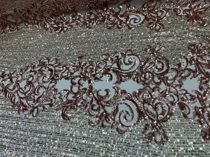 Elegant French Power Spandex Stretch Mesh Lace Sequin Fabric By The Yard