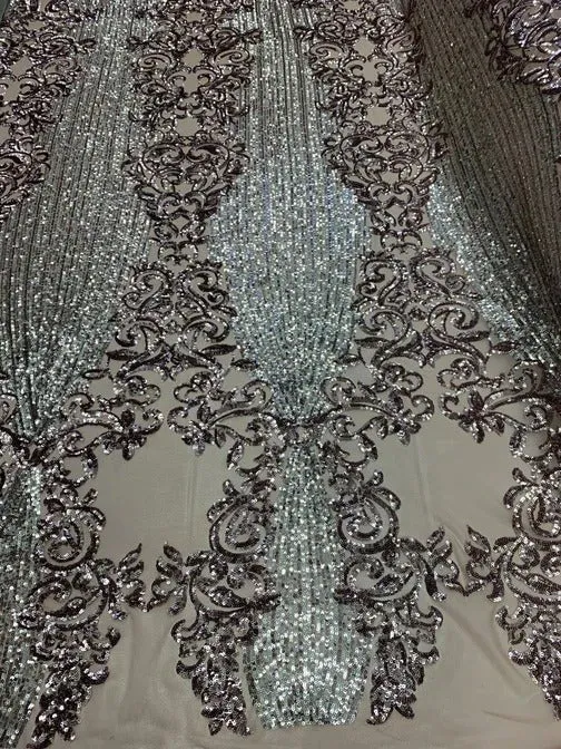 Elegant French Power Spandex Stretch Mesh Lace Sequin Fabric By The Yard