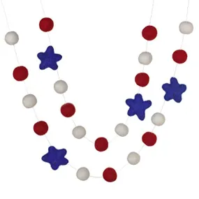 Fourth of July Garland- Red, White with Royal Blue Stars