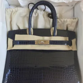 Hermès Birkin 30 Bleu Saphir Crocodile Porosus Lisse Palladium Hardware PHW