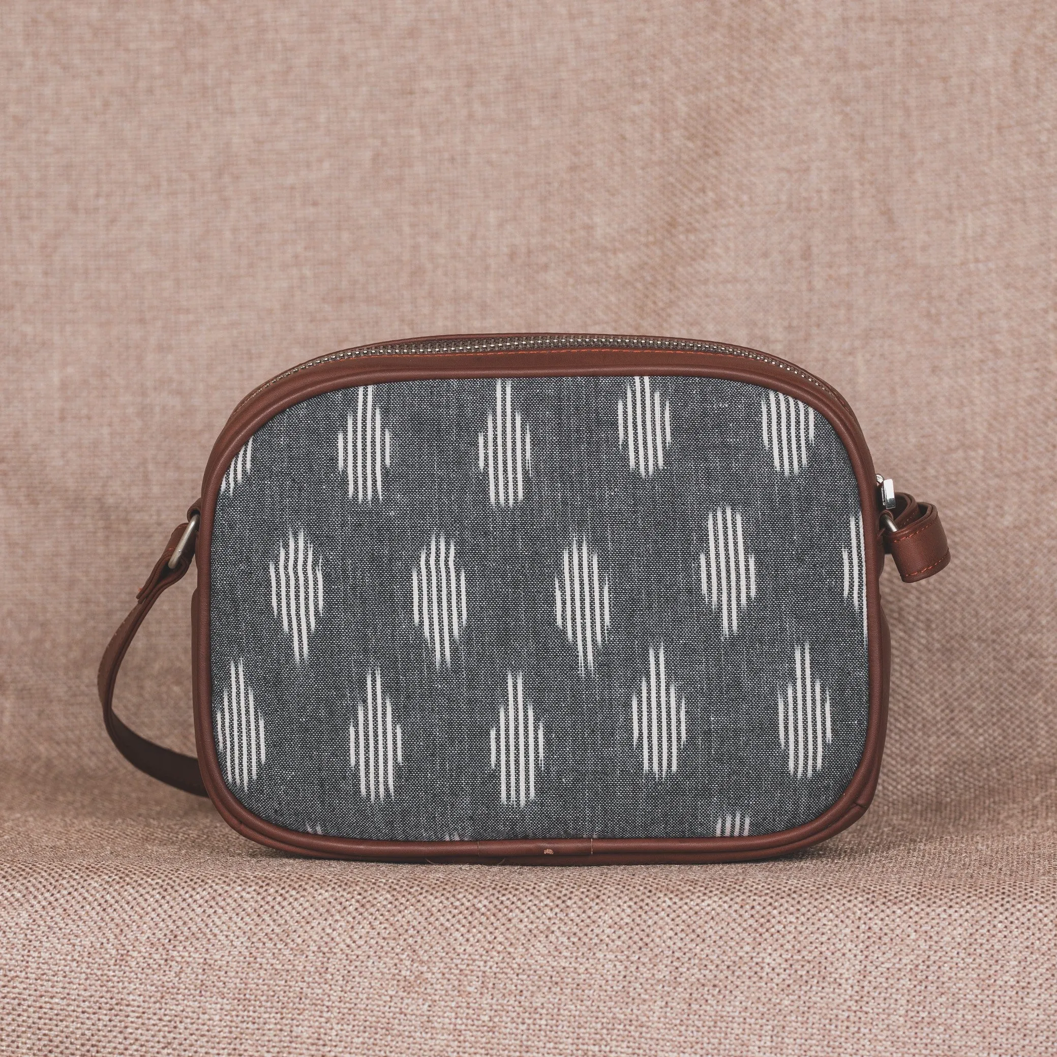 Ikat Grey Striped Sling Bag