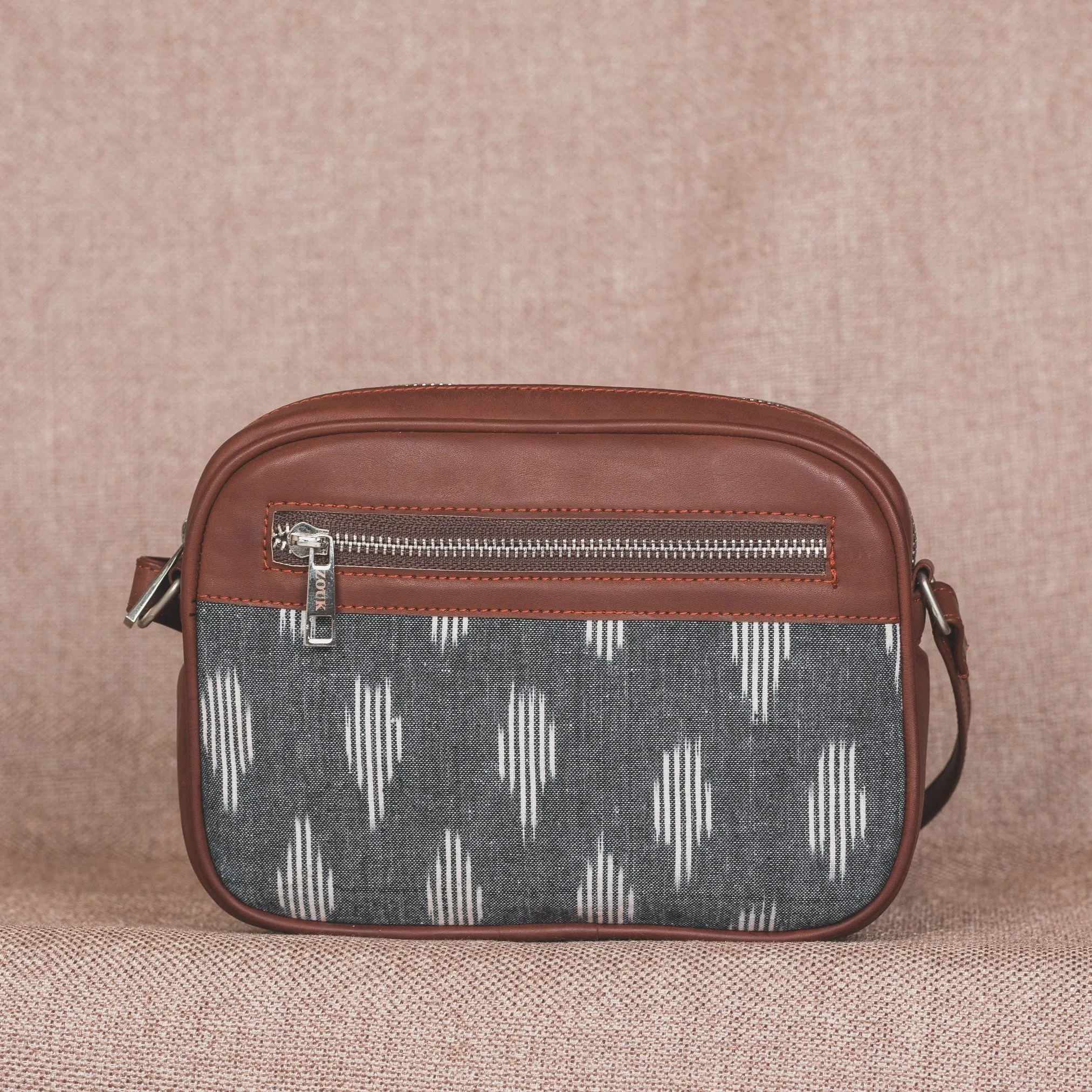 Ikat Grey Striped Sling Bag