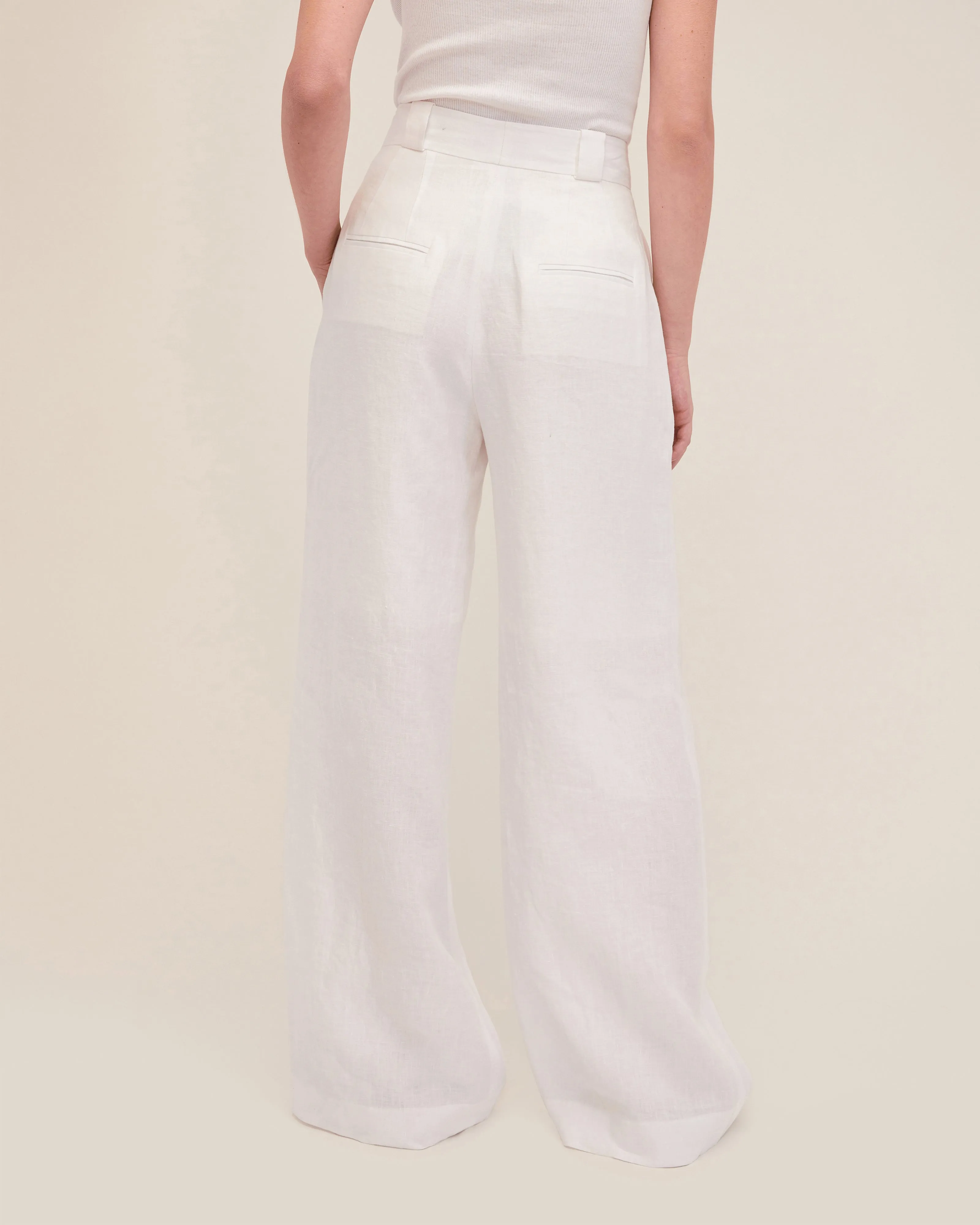 Linen Wide Leg Trouser in White