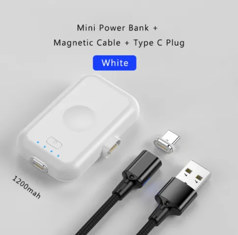 Magnetic Mini Power Bank External Battery Charger Type C Magnet Powerbank LED 2A Fast Charging for iPhone Xiaomi Samsung Huawei