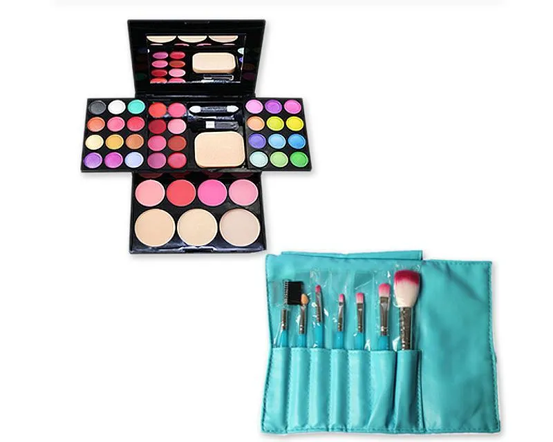 Makeup Combo Set including Brushes and Palette for Beginners - Green