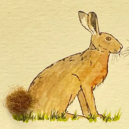 Mini card with felt detail - hares (m5)