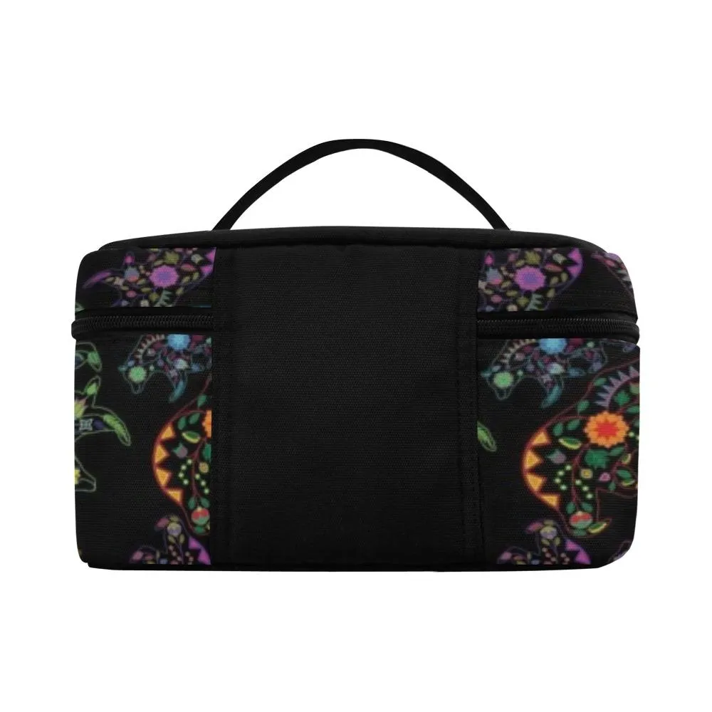 Neon Floral Bears Cosmetic Bag/Large