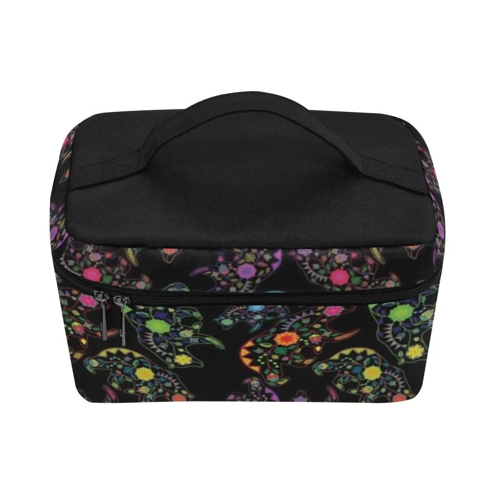 Neon Floral Bears Cosmetic Bag/Large