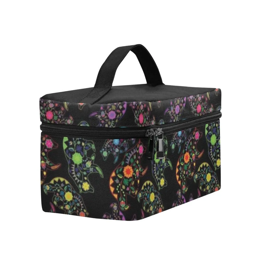 Neon Floral Bears Cosmetic Bag/Large