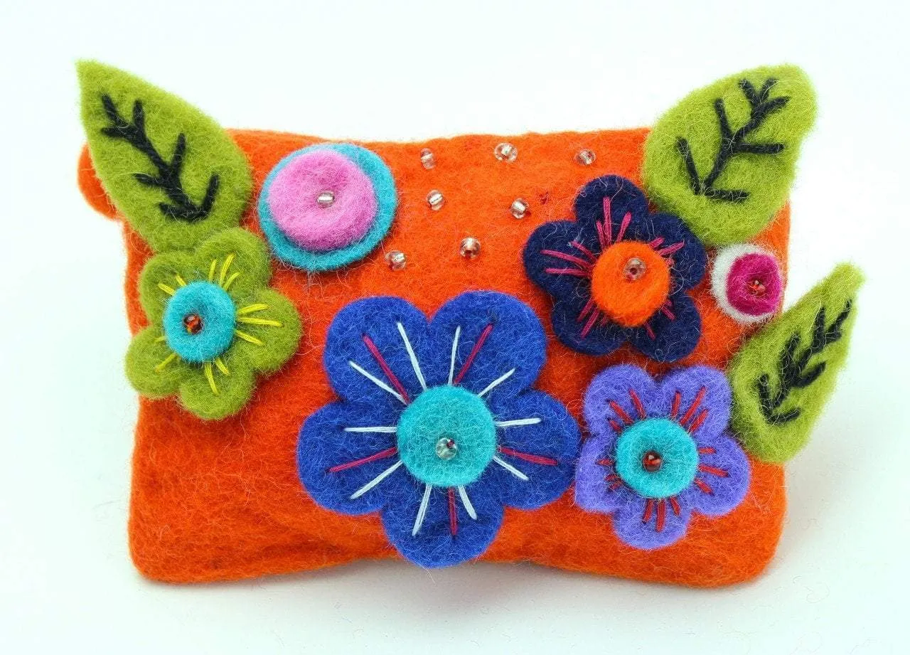 Orange Flowered Coin Purse