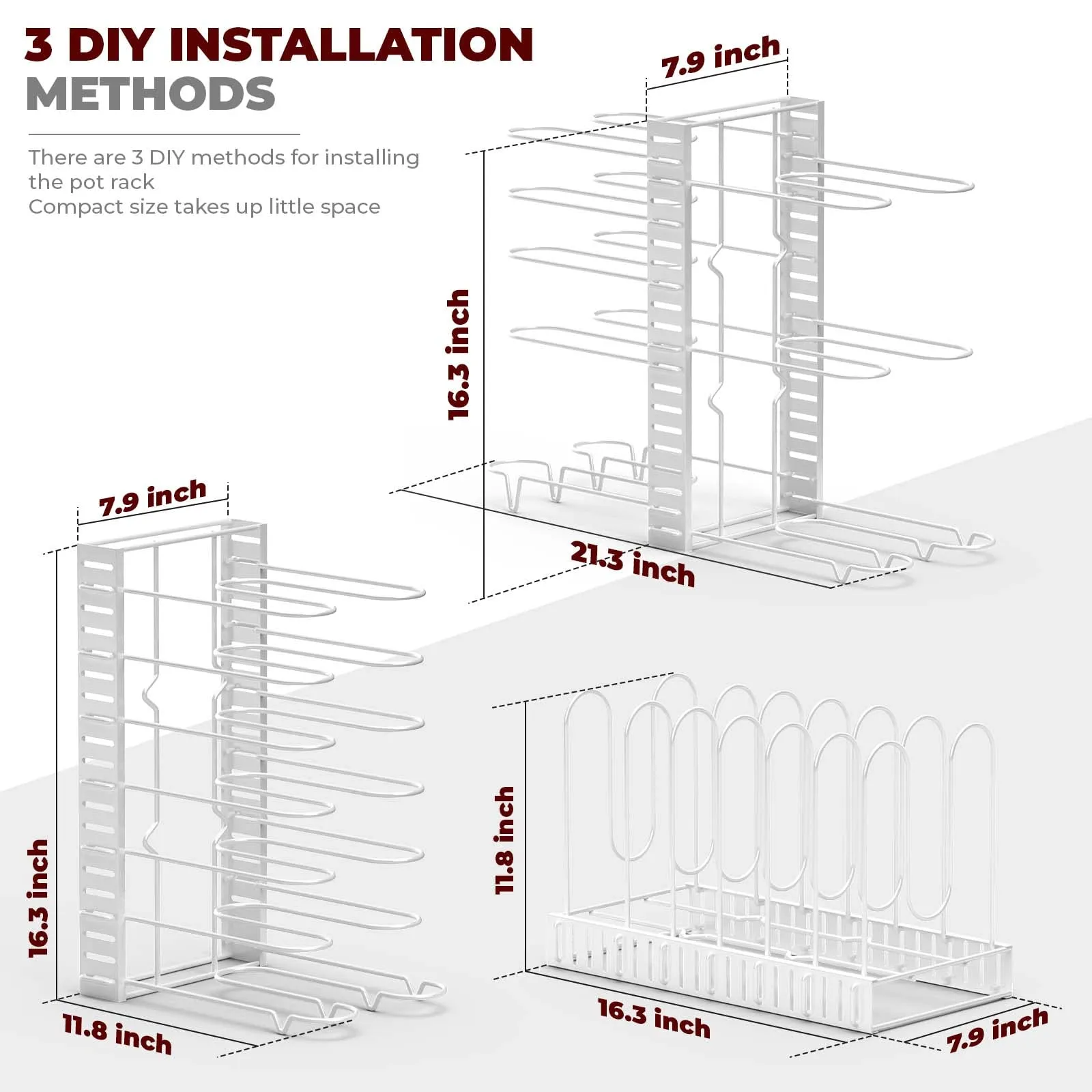 Pot Rack Organizer With 3 Diy Methods, White Spray Painting Metal Kitchen 8  Pots Holder