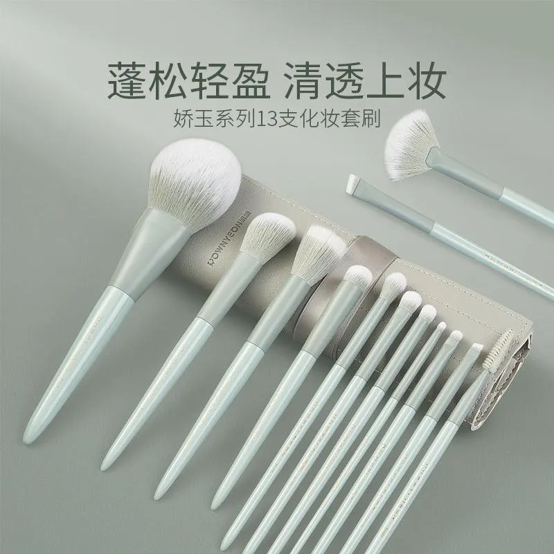 Rownyeon Jade Porcelain Portable Makeup Brush 13-in-Set RY008