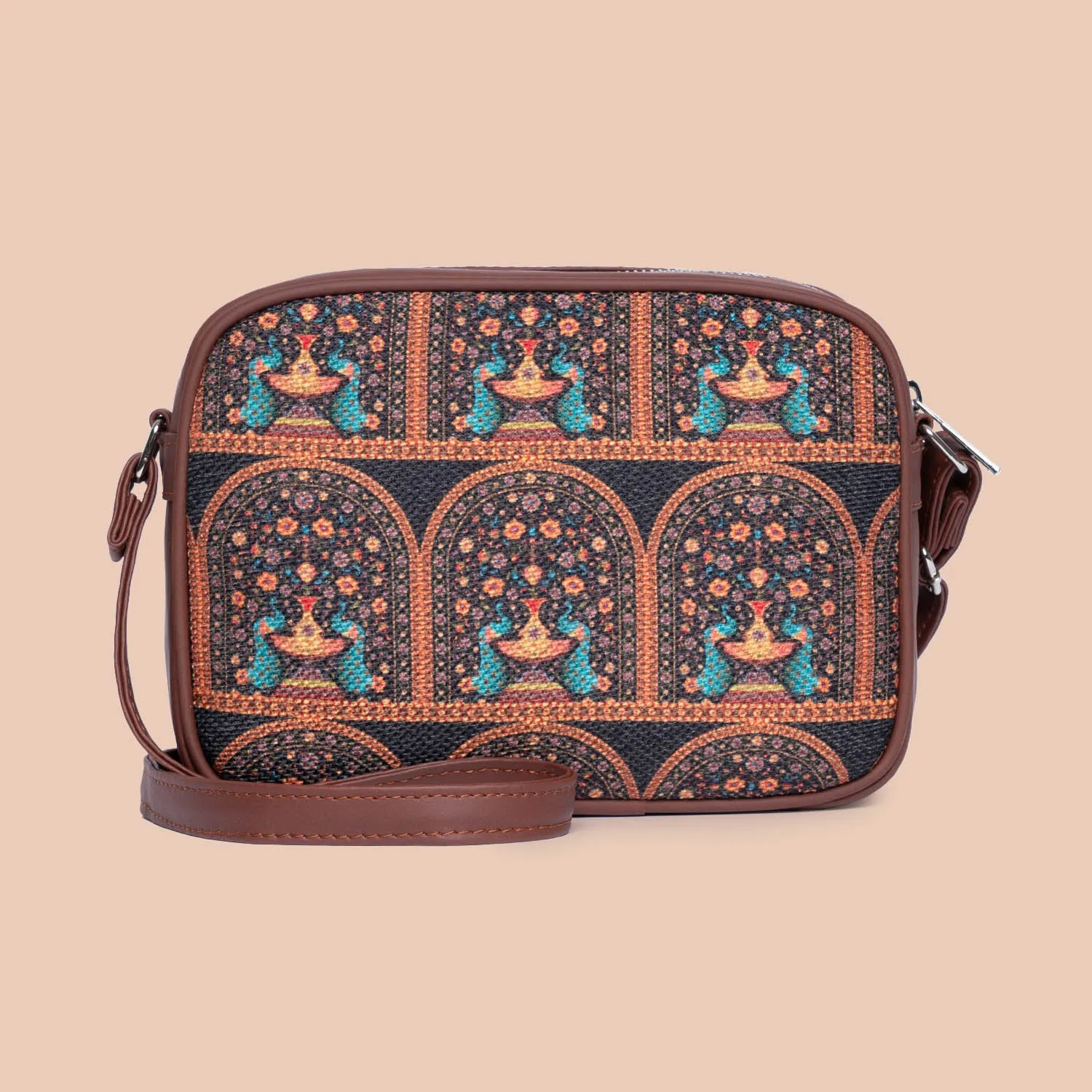 Royal Indian Peacock Motif - Office Tote Bag & Regular Sling Combo