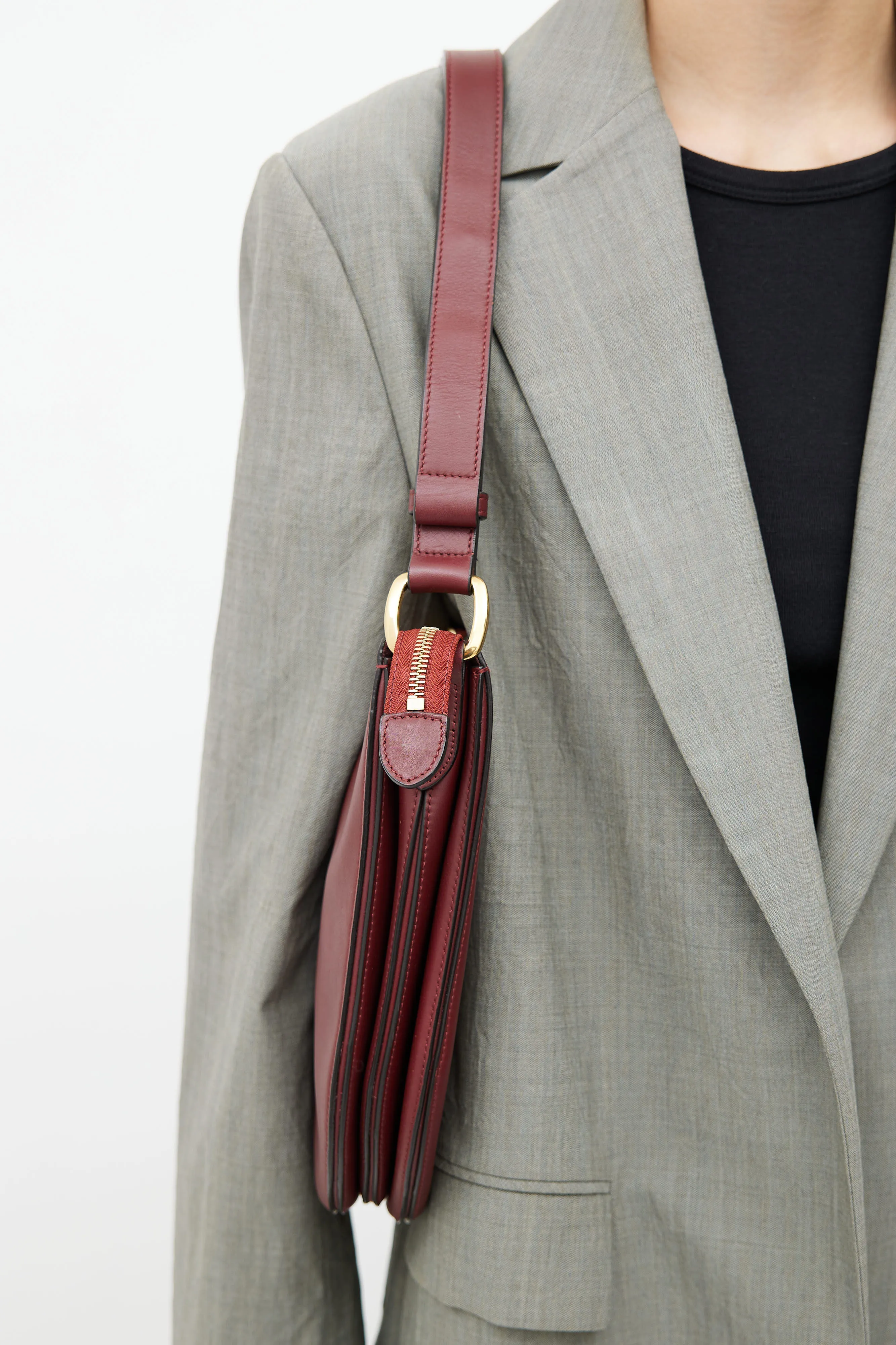 Spring 2016 Burgundy Saddle Shoulder Bag