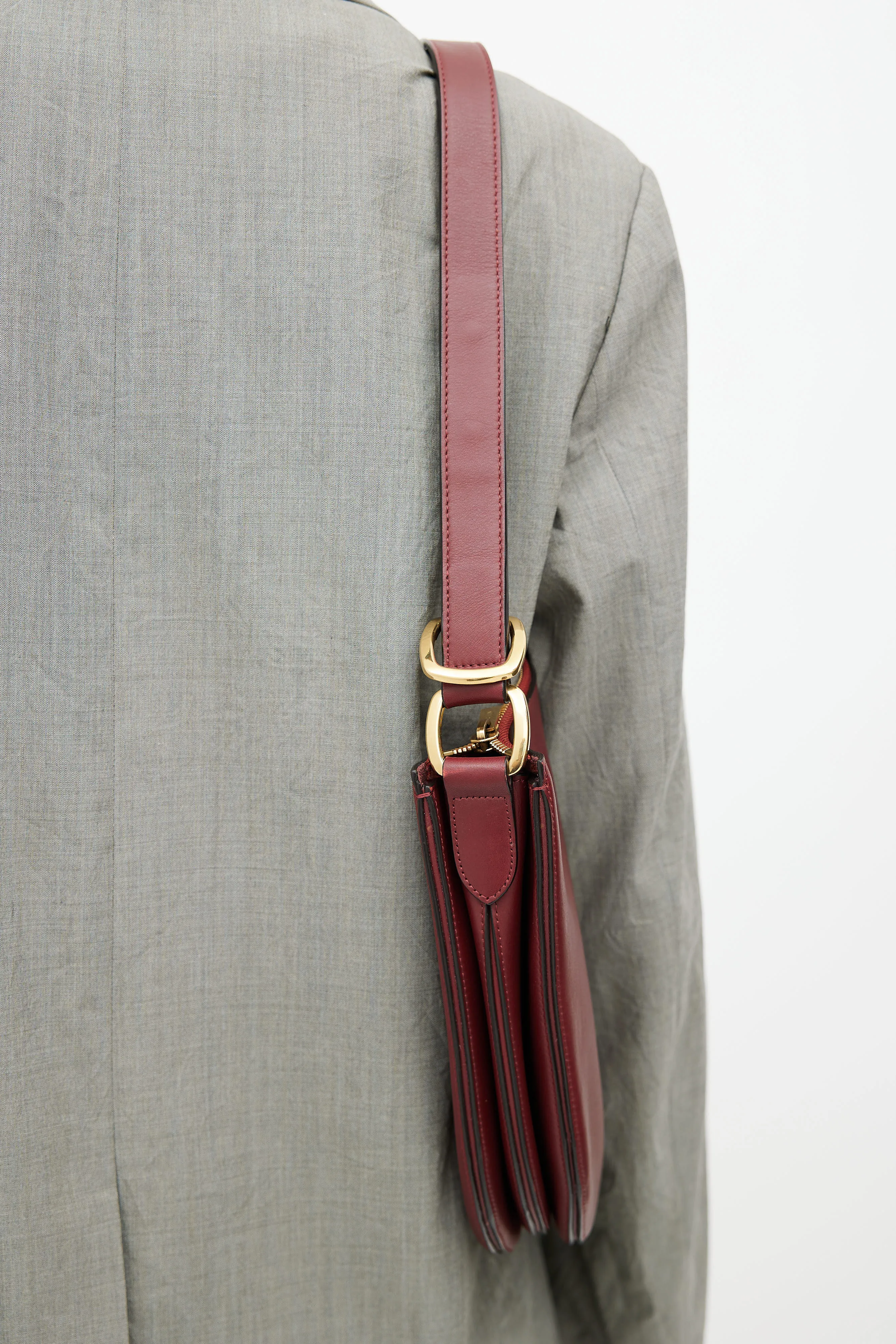 Spring 2016 Burgundy Saddle Shoulder Bag