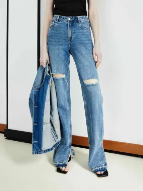 Straight Leg Destroyed Jeans