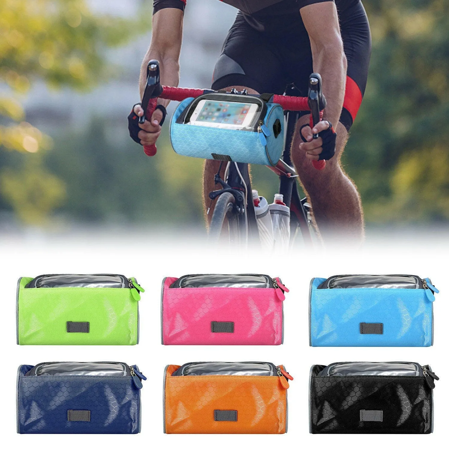 Waterproof Bike Handlebar Bag Bicycle Front Bag Touchscreen Phone Holder Bag Pack Shoulder Bag MTB Cycling Storage Bag Pannier