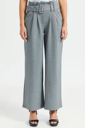 Women Grey Paper Bag Trouser