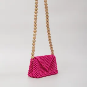 wood ball shoulder bag（vivid pink）