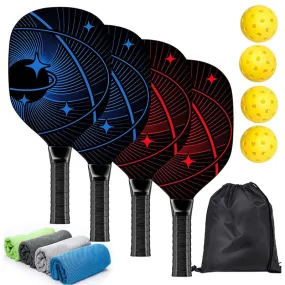 Wood Pickleball Paddles Set for Women Men Beginners