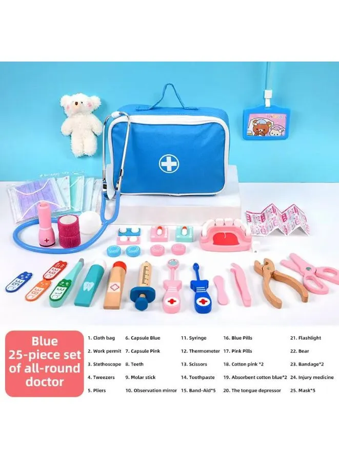 Wooden Pretend Play Doctor Set Educational Toys For Kids Simulation Medicine Chest Kit Dentist Nurse Games Medical Toys For Kids